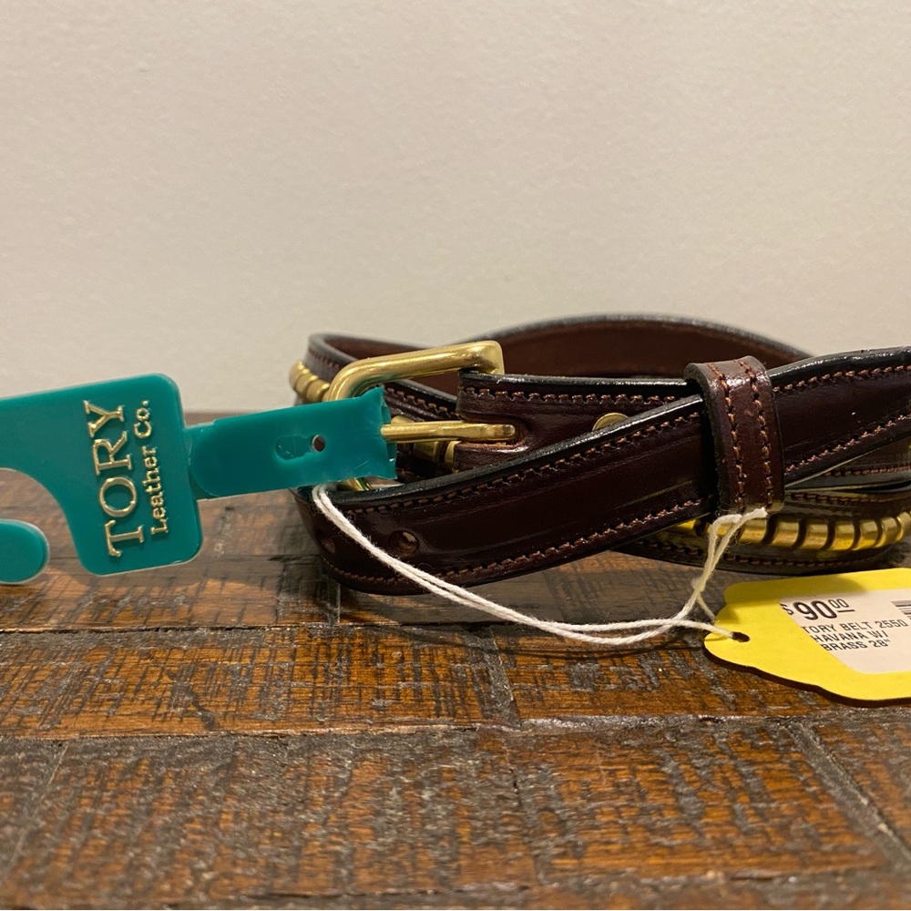 Tory Leather Co. English Bridle Leather 3/4” Havana Brown Clincher Belt Size 26